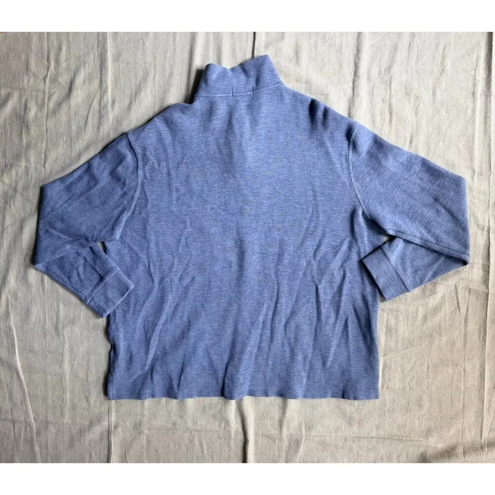 Polo Ralph Lauren Sweater Men's XL Quarter Zip Pullover Estate Rib Cotton Blue